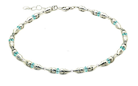 SWAROVSKI (R) Kristalle in Kombination mit: BELLASIX (R) 1817-K Halskette blau 925 Silber/Verschluss Hochzeitsschmuck Brautschmuck Manufakturarbeit