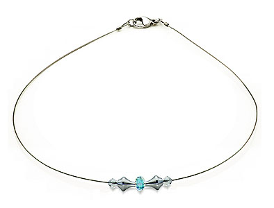 SWAROVSKI (R) Kristalle in Kombination mit: BELLASIX (R) 1820-K Halskette blau 925 Silber/Verschluss Hochzeitsschmuck Brautschmuck Manufakturarbeit