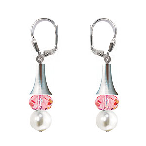 SWAROVSKI (R) crystals in combination with: BELLASIX (R) 1827-O earrings rose 925 silver clasp mussel-stone-pearl wedding jewellery