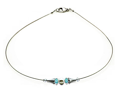 SWAROVSKI (R) Kristalle in Kombination mit: BELLASIX (R) 1828-K Halskette blau 925 Silber/Verschluss Muschelkern-Perle Brautschmuck