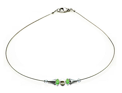 SWAROVSKI (R) Kristalle in Kombination mit: BELLASIX (R) 1829-K Halskette grün 925 Silber/Verschluss Muschelkern-Perle Brautschmuck