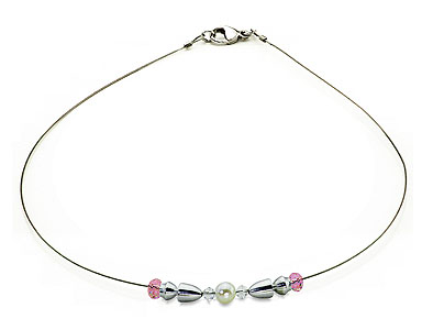 SWAROVSKI (R) crystals in combination with: BELLASIX (R) 1832-K necklace rose 925 silver clasp mussel-stone-pearl wedding jewellery