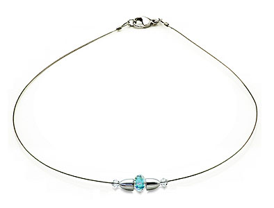 SWAROVSKI (R) Kristalle in Kombination mit: BELLASIX (R) 1839-K Halskette blau 925 Silber/Verschluss Hochzeitsschmuck Brautschmuck
