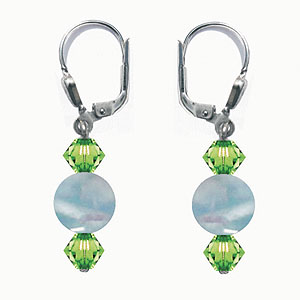 SWAROVSKI (R) crystals in combination with: BELLASIX (R) 1844-O earrings 925 silver clasp aquamarine