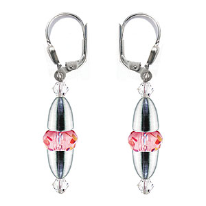 SWAROVSKI (R) crystals in combination with: BELLASIX (R) 1846-O earrings rose 925 silver clasp wedding jewellery
