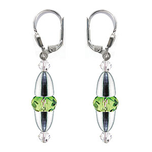 SWAROVSKI (R) crystals in combination with: BELLASIX (R) 1847-O earrings green 925 silver clasp wedding jewellery