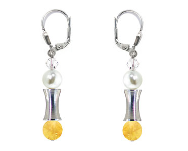 SWAROVSKI (R) crystals in combination with: BELLASIX (R) 1907-O earrings citrine (yellow quartz) mussel-stone-pearl 925 silver clasp