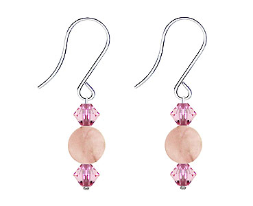 SWAROVSKI (R) crystals in combination with: BELLASIX (R) 4501-SSO earrings stainless steel (316L) earring wire rose quartz