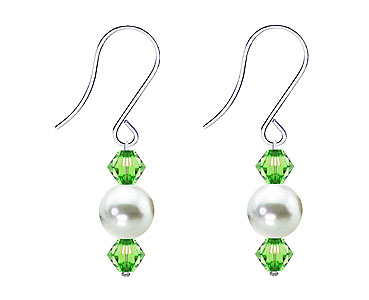 SWAROVSKI (R) Kristalle in Kombination mit: BELLASIX (R) 4505-SSO Ohrringe grün Edelstahl Chirurgenstahl (316L) Ohrhaken Muschelkern-Perle