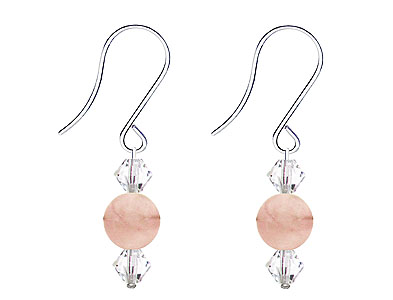SWAROVSKI (R) crystals in combination with: BELLASIX (R) 4506-SSO earrings stainless steel (316L) earring wire rose quartz