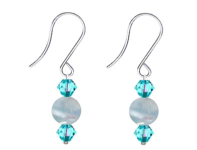 SWAROVSKI (R) crystals in combination with: BELLASIX (R) 4513-SSO earrings stainless steel (316L) earring wire aquamarine