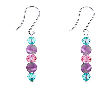 SWAROVSKI (R) crystals in combination with: BELLASIX (R) 4520-SSO earrings amethyst (purple-coloured) blue rose stainless steel (316L) earring wire
