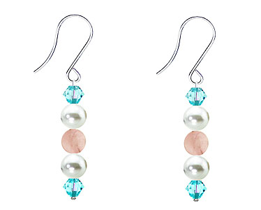 SWAROVSKI (R) crystals in combination with: BELLASIX (R) 4522-SSO earrings stainless steel (316L) earring wire rose quartz mussel-stone-pearl