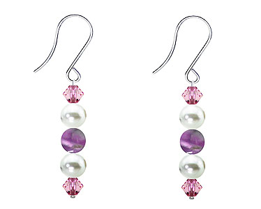 SWAROVSKI (R) crystals in combination with: BELLASIX (R) 4523-SSO earrings stainless steel (316L) earring wire amethyst mussel-stone-pearl