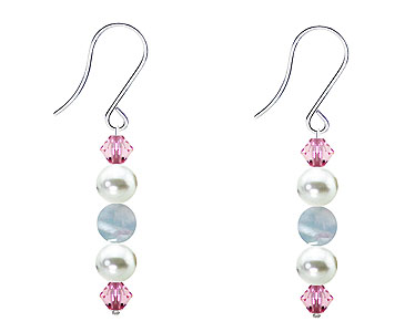 SWAROVSKI (R) crystals in combination with: BELLASIX (R) 4525-SSO earrings stainless steel (316L) earring wire aquamarine mussel-stone-pearl