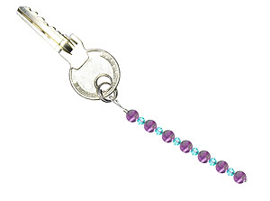 BELLASIX ® keyring pendant AS20, total length approx. 8-9 cm w. SWAROVSKI ® crystals and amethyst