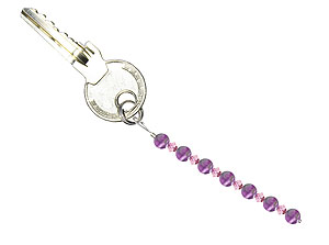 BELLASIX ® keyring pendant AS22, total length approx. 8-9 cm w. SWAROVSKI ® crystals and amethyst