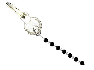 BELLASIX ® Schlüsselanhänger AS25, Gesamtlänge ca. 8-9 cm  m. SWAROVSKI ® Kristallen und Onyx