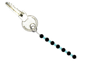 BELLASIX ® Schlüsselanhänger AS26, Gesamtlänge ca. 8-9 cm  m. SWAROVSKI ® Kristallen und Onyx