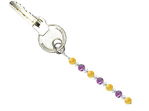 BELLASIX ® keyring pendant AS40, total length approx. 8-9 cm w. SWAROVSKI ® crystals and citrine, amethyst