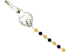 BELLASIX ® keyring pendant AS42, total length approx. 8-9 cm w. SWAROVSKI ® crystals and onyx, citrine
