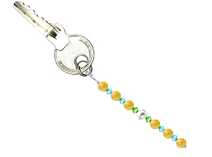 BELLASIX ® keyring pendant AS45, total length approx. 8-9 cm w. SWAROVSKI ® crystals and shell pearls, citrine