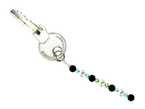 BELLASIX ® keyring pendant AS47, total length approx. 8-9 cm w. SWAROVSKI ® crystals and shell pearls, onyx