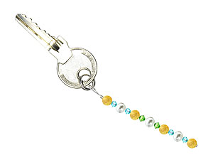 BELLASIX ® keyring pendant AS48, total length approx. 8-9 cm w. SWAROVSKI ® crystals and shell pearls, citrine