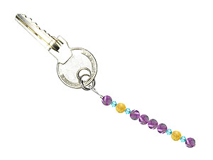 BELLASIX ® keyring pendant AS58, total length approx. 8-9 cm w. SWAROVSKI ® crystals and amethyst, citrine
