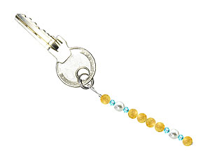 BELLASIX ® keyring pendant AS62, total length approx. 8-9 cm w. SWAROVSKI ® crystals and shell pearls, citrine
