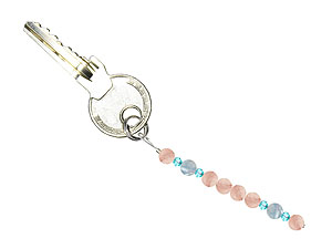 BELLASIX ® keyring pendant AS66, total length approx. 8-9 cm w. SWAROVSKI ® crystals and aquamarine, rose quartz