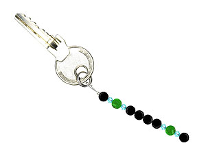 BELLASIX ® keyring pendant AS68, total length approx. 8-9 cm w. SWAROVSKI ® crystals and jade, onyx