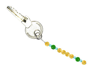 BELLASIX ® keyring pendant AS69, total length approx. 8-9 cm w. SWAROVSKI ® crystals and jade, citrine