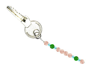 BELLASIX ® keyring pendant AS70, total length approx. 8-9 cm w. SWAROVSKI ® crystals and jade, rose quartz