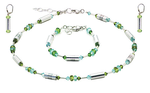 SWAROVSKI (R) crystals in combination with: BELLASIX (R) jewellery set_1712_k_1712_a_1717_o1 925 silver clasp green blue