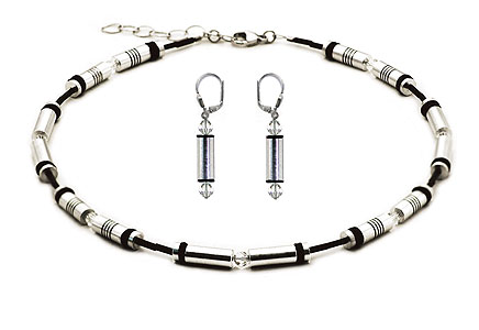 SWAROVSKI (R) crystals in combination with: BELLASIX (R) jewellery set_1715_k_1819_o 925 silver clasp bicolor black silber-farben