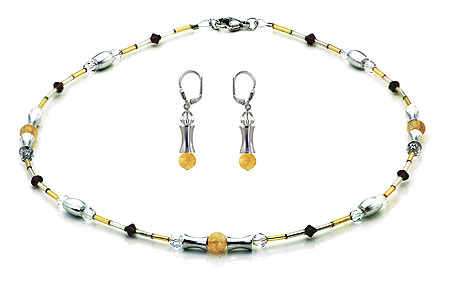 SWAROVSKI (R) crystals in combination with: BELLASIX (R) jewellery set_1724_k_1814_o 925 silver clasp citrine (yellow quartz) bicolor Gold-/Silberfarben