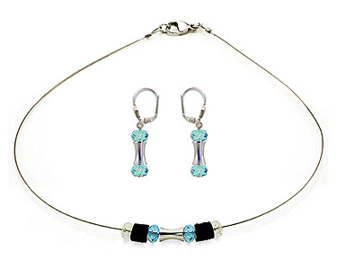 SWAROVSKI (R) crystals in combination with: BELLASIX (R) jewellery set_1732_k_1764_o 925 silver clasp blue