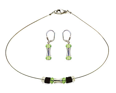 SWAROVSKI (R) crystals in combination with: BELLASIX (R) jewellery set_1734_k_1797_o 925 silver clasp green