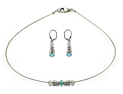 SWAROVSKI (R) crystals in combination with: BELLASIX (R) jewellery set_1743_k_1852_o 925 silver clasp blue wedding jewellery
