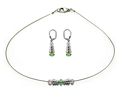SWAROVSKI (R) crystals in combination with: BELLASIX (R) jewellery set_1744_k_1853_o 925 silver clasp green wedding jewellery