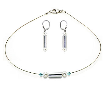 SWAROVSKI (R) crystals in combination with: BELLASIX (R) jewellery set_1754_k_1752_o 925 silver clasp blue wedding jewellery