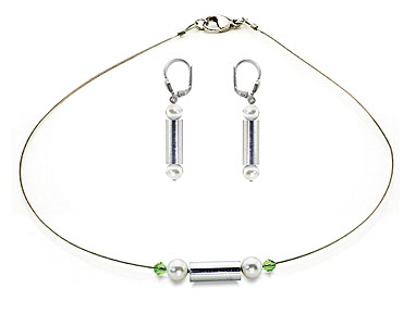 SWAROVSKI (R) crystals in combination with: BELLASIX (R) jewellery set_1755_k_1752_o 925 silver clasp green wedding jewellery
