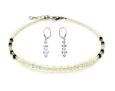 SWAROVSKI (R) crystals in combination with: BELLASIX (R) jewellery set_1768_k_1807_o 925 silver clasp black onyx wedding jewellery