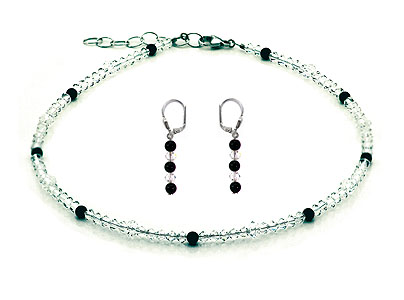 SWAROVSKI (R) crystals in combination with: BELLASIX (R) jewellery set_1769_k_1769_o 925 silver clasp black onyx wedding jewellery