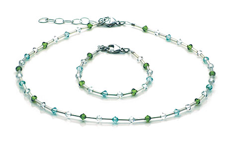 SWAROVSKI (R) crystals in combination with: BELLASIX (R) jewellery set_1771_k_1771_a 925 silver clasp green blue silber-farben