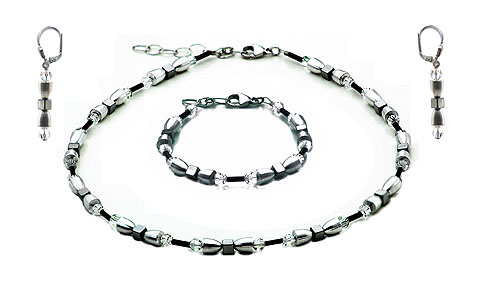 SWAROVSKI (R) crystals in combination with: BELLASIX (R) jewellery set_1779_k_1854_a_1779_o 925 silver clasp hematine