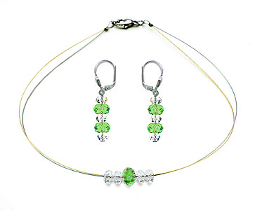 SWAROVSKI (R) crystals in combination with: BELLASIX (R) jewellery set_1801_k_1807_o3 925 silver clasp green bicolor 24-carat-gold-plated (yellow-Gold)