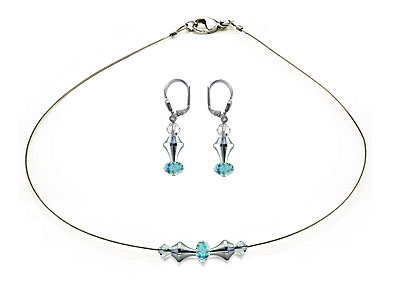 SWAROVSKI (R) crystals in combination with: BELLASIX (R) jewellery set_1820_k_1823_o 925 silver clasp blue wedding jewellery