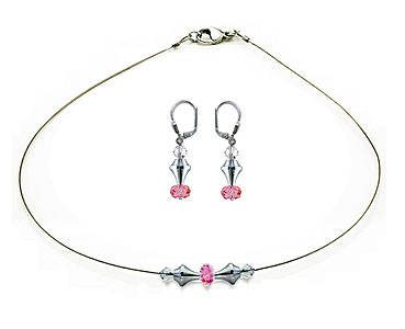 SWAROVSKI (R) crystals in combination with: BELLASIX (R) jewellery set_1821_k_1826_o 925 silver clasp rose wedding jewellery